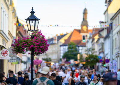 Blick in die Innenstadt zum Altstadtfest in Bad Freienwalde